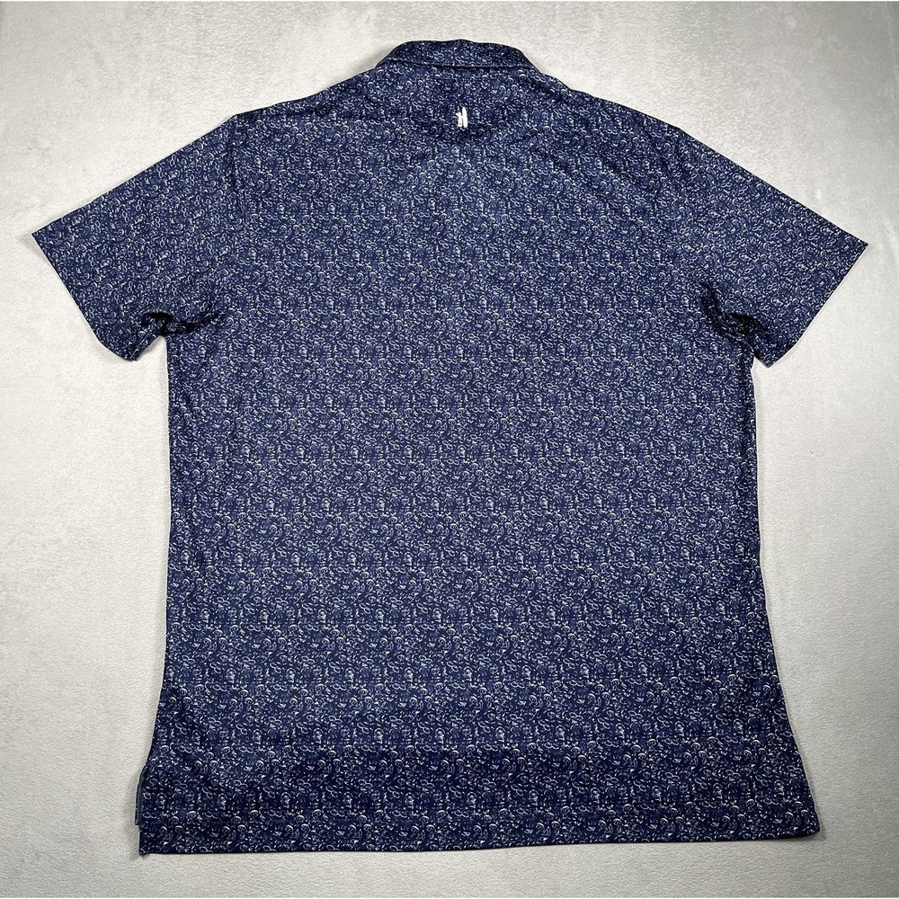 Johnnie-O Mens Large Performance Polo Shirt Navy Blue Beach Surfer UPF 50 Golf - Picture 4 of 8